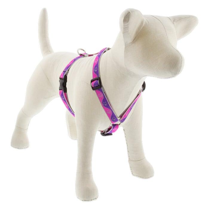 Lupine Pet High Lights Reflective Roman Dog Harness, Pink Paws, 3/4-in x 20-32-in