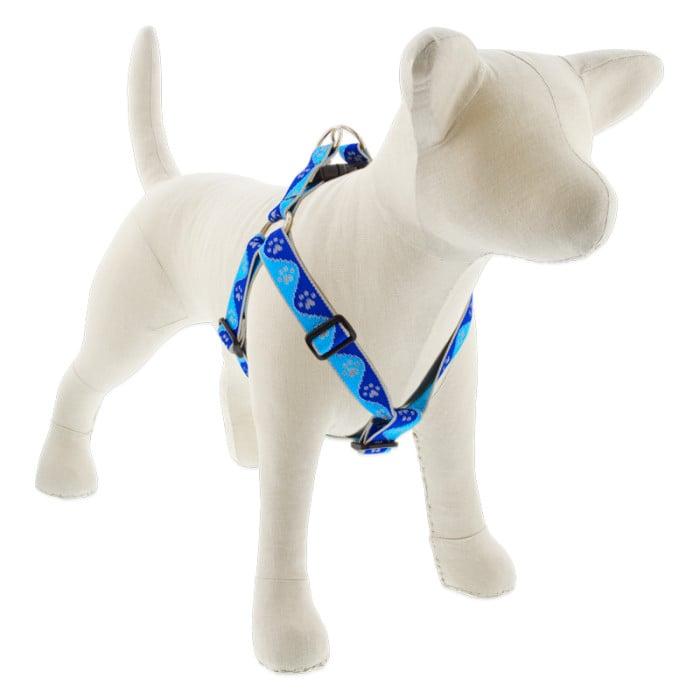 Lupine Pet High Lights Reflective Step In Dog Harness, Blue Paws, 1-in x 24-38-in