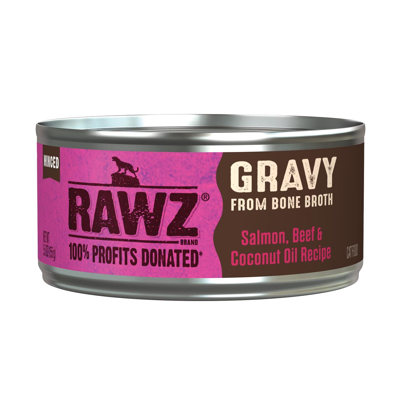 RAWZ Gravy Salmon, Beef, & Coconut Oil Wet Cat Food Can, 5.5-oz