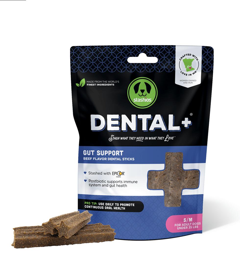 Stashios Dental+ Beef Gut Support Dental Sticks for Dogs, Small/Medium, 7-oz
