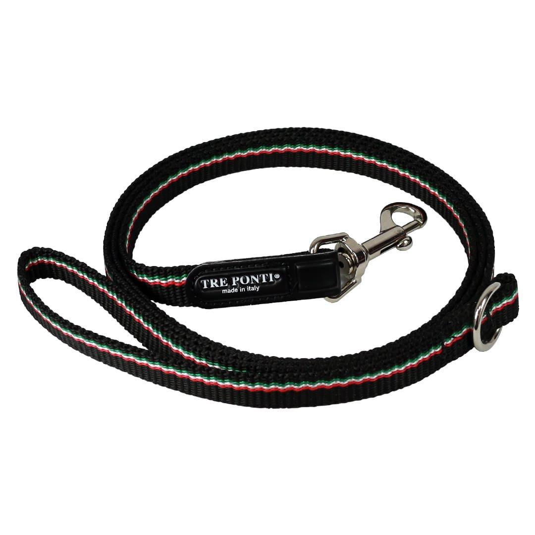Tre Ponti Italy Stitch Dog Leash, Black, 51-in