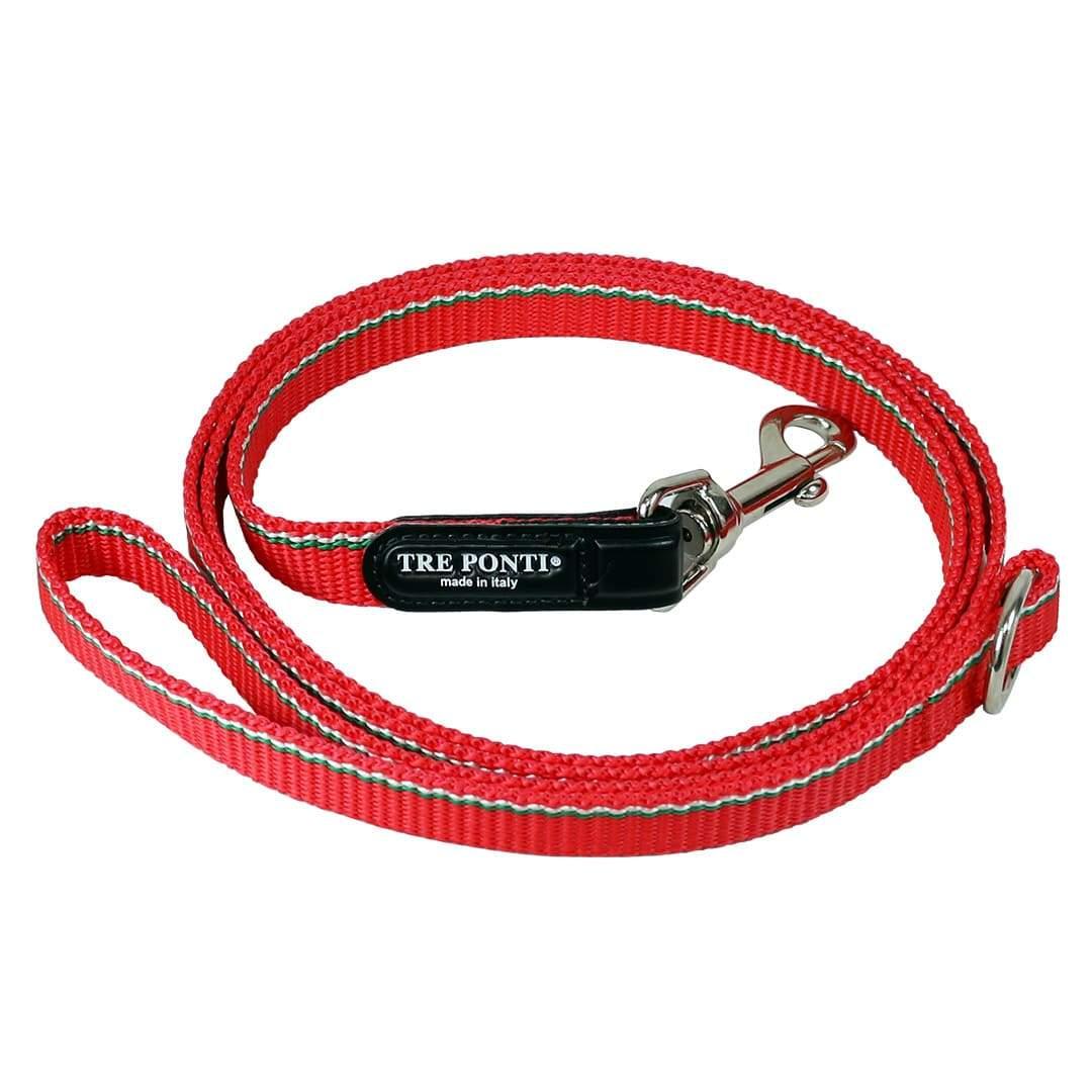 Tre Ponti Italy Stitch Dog Leash, Red, 51-in