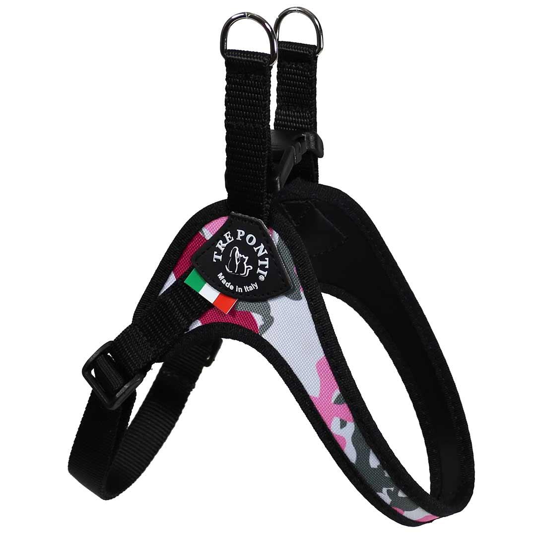 Tre Ponti Camo Adjustable Dog Harness, Pink