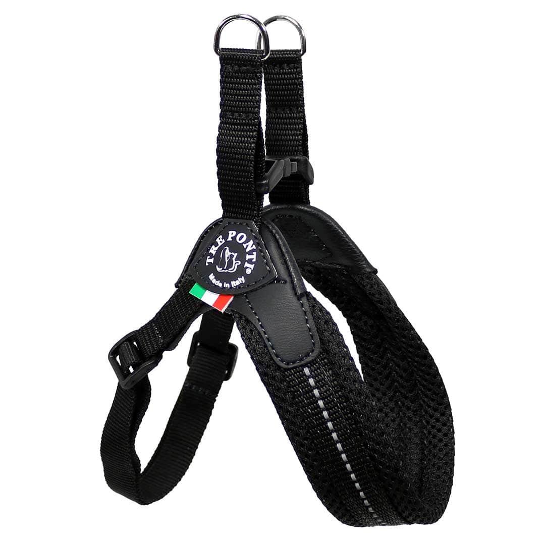 Tre Ponti Mesh Adjustable Dog Harness, Black, 17-20-in