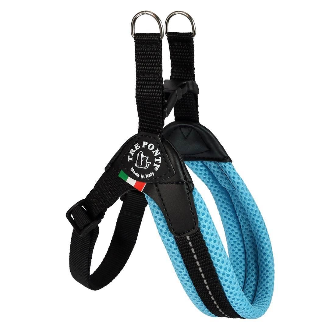 Tre Ponti Mesh Adjustable Dog Harness, Light Blue, 15-19-in
