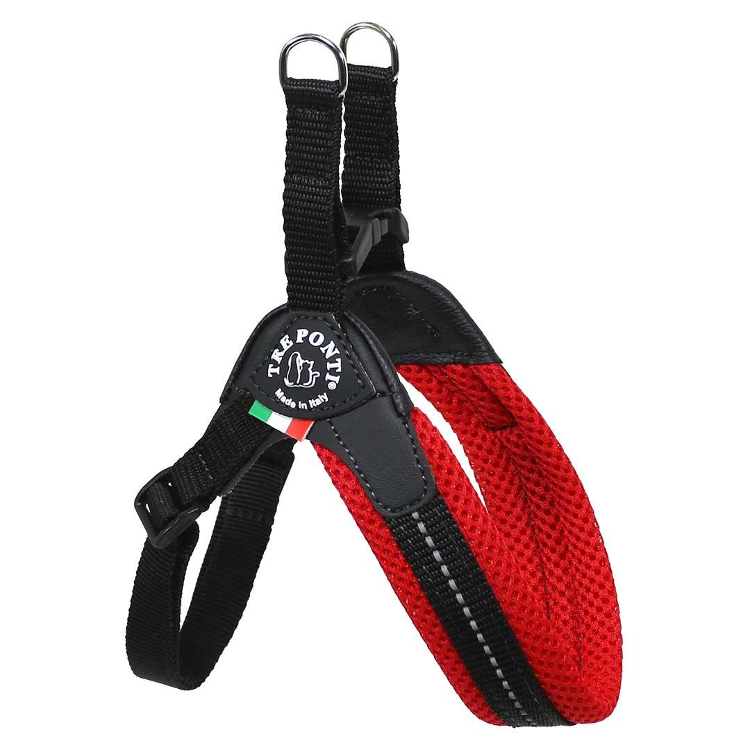 Tre Ponti Mesh Adjustable Dog Harness, Red, 15-19-in