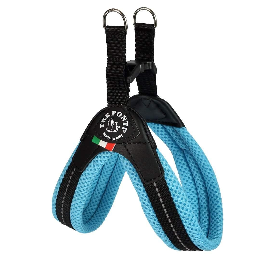 Tre Ponti Mesh Buckle Dog Harness, Light Blue, 15-17-in