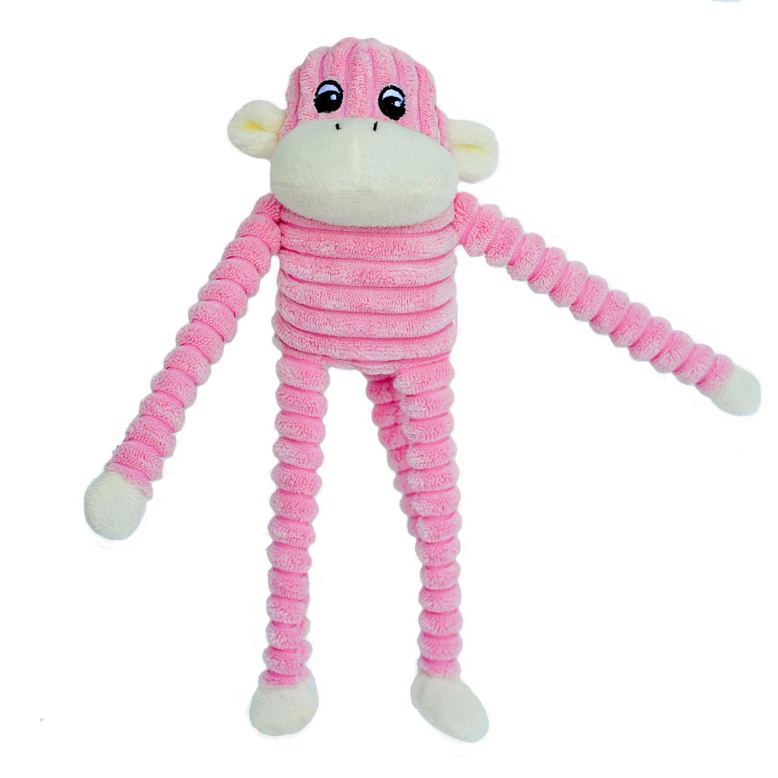ZippyPaws Spencer the Crinkle Monkey Dog Toy, Pink