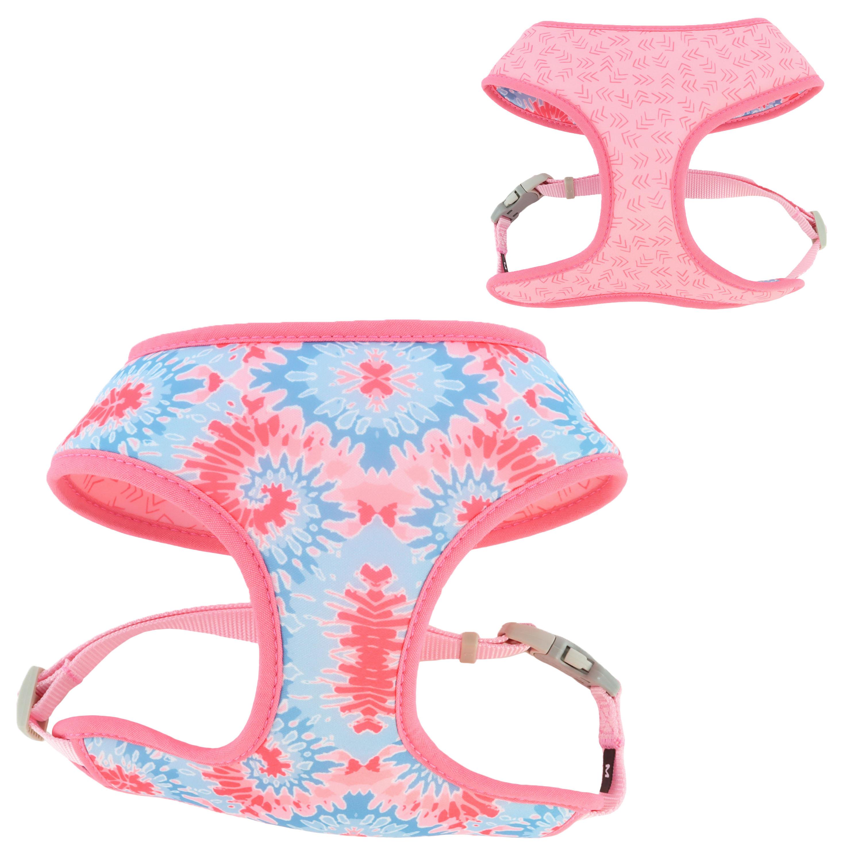 Sublime Reversible Dog Harness, Pink Tie Dye with Pink Arrows