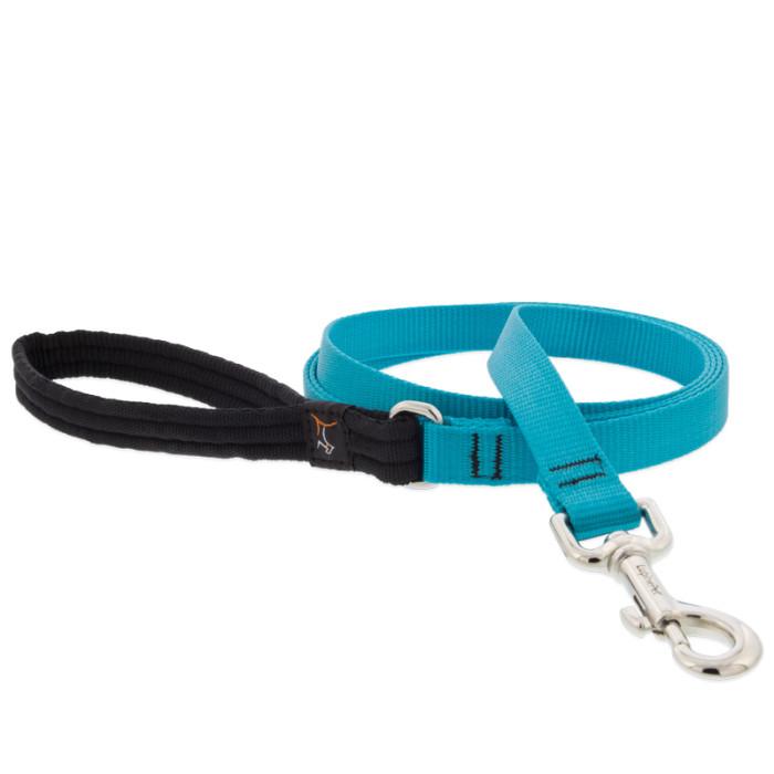 Lupine Pet Basic Solids Dog Leash, Aqua, 3/4-in x 4-ft