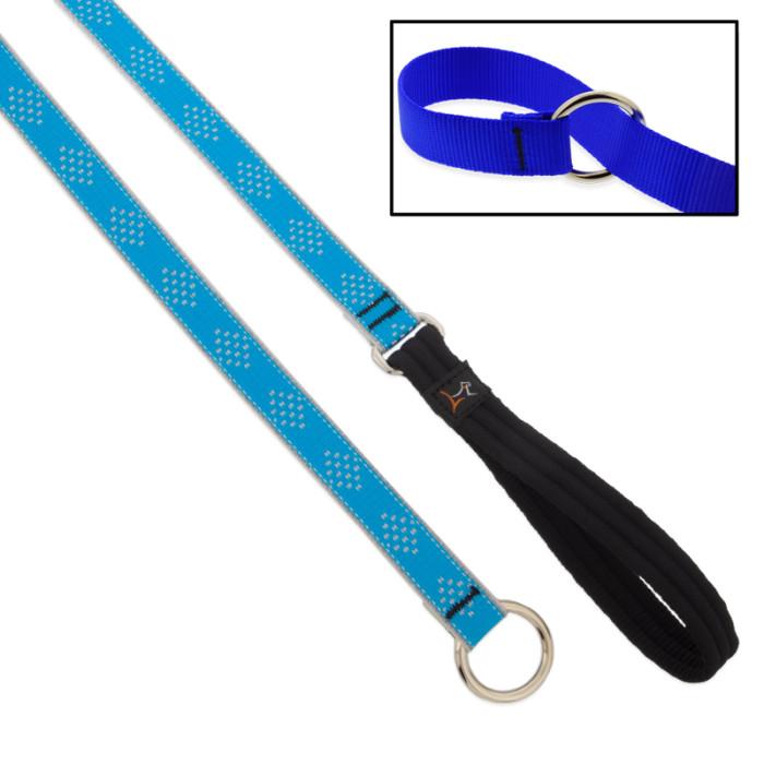 Lupine Pet High Lights Reflective Slip Dog Leash, Blue Diamond, 3/4-in x 6-ft