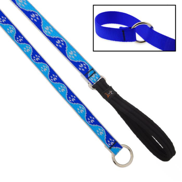 Lupine Pet High Lights Reflective Slip Dog Leash, Blue Paws, 3/4-in x 6-ft