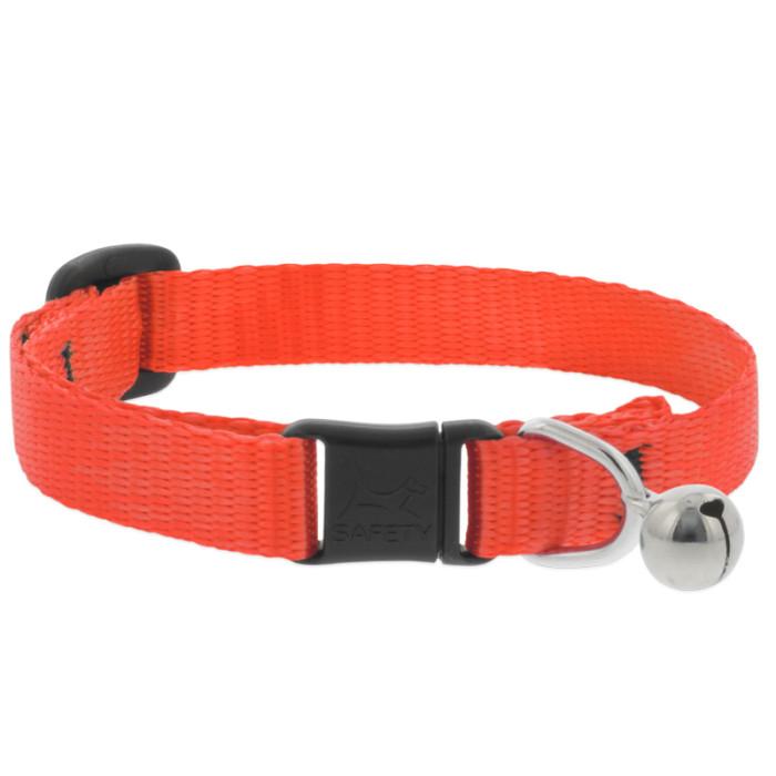 Lupine Pet Basic Solids Safety Collar with Bell for Cats, Blaze Orange, 1/2-in x 8-12-in