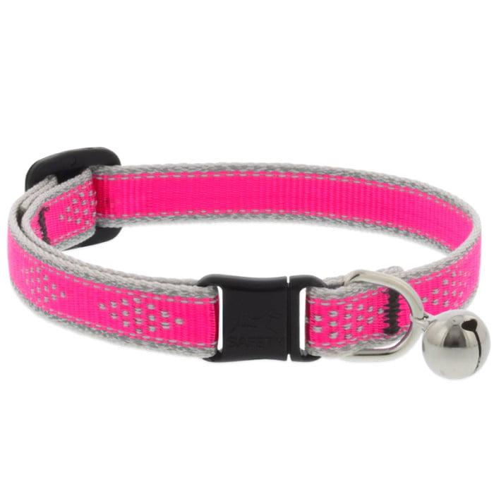 Lupine Pet High Lights Reflective Safety Collar with Bell for Cats, Pink Diamond