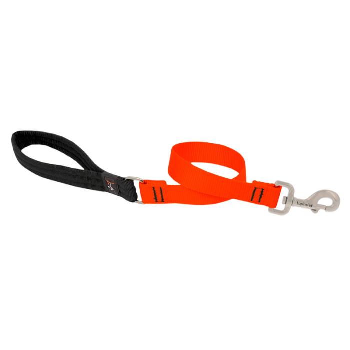 Lupine Pet Basic Solids Dog Leash, Blaze Orange, 1-in x 2-ft