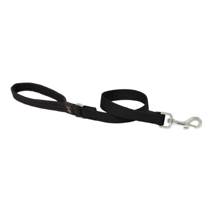 Lupine Pet Basic Solids Dog Leash, Black, 3/4-in x 2-ft