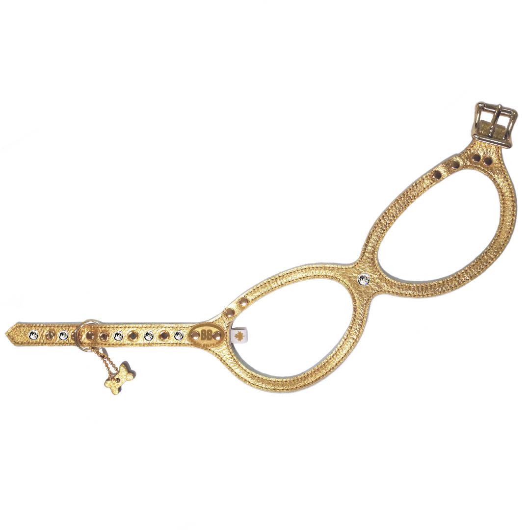 Buddy Belts Limited Leather Harness with Crystals for Dogs, Gold Nugget