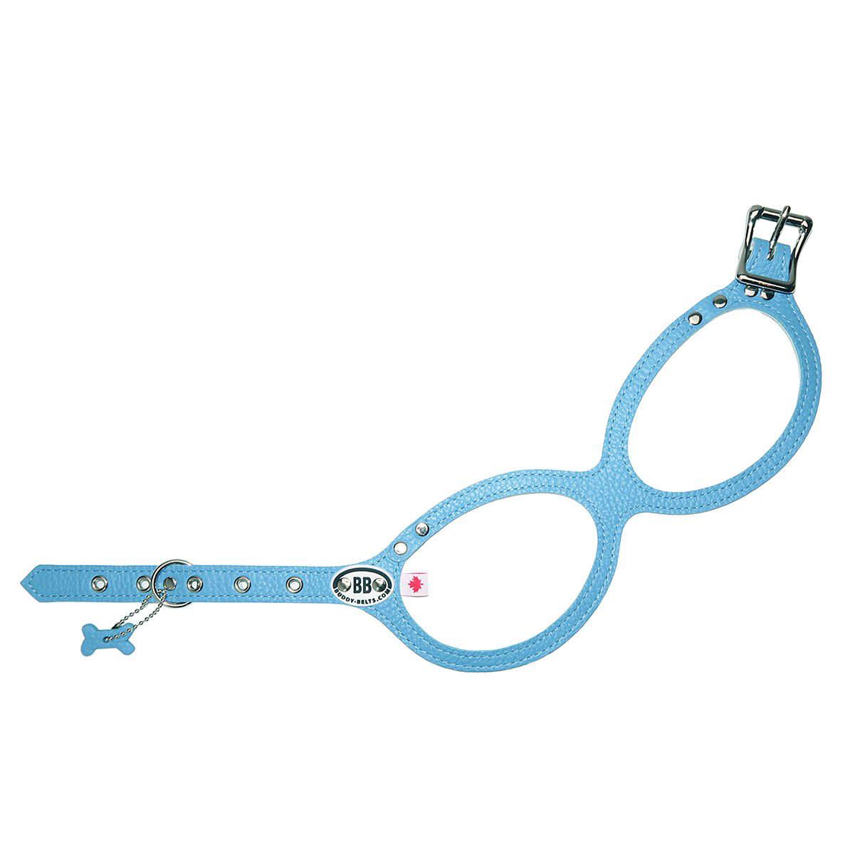 Buddy Belts Permanent Leather Harness for Dogs, Blue, 2.5