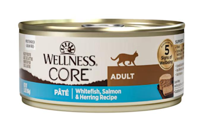 Wellness CORE Pate Whitefish, Salmon & Herring Natural Grain-Free Adult Wet Cat Food Can