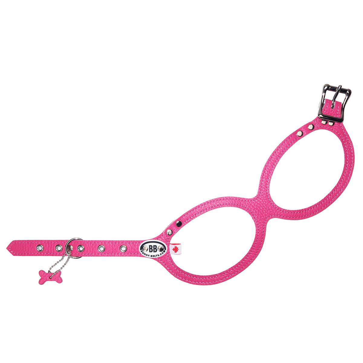 Buddy Belts Permanent Leather Harness for Dogs, Hot Pink, 4