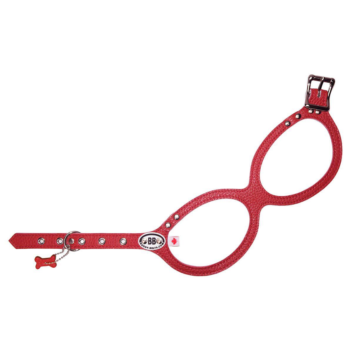 Buddy Belts Permanent Leather Harness for Dogs, Red, 1