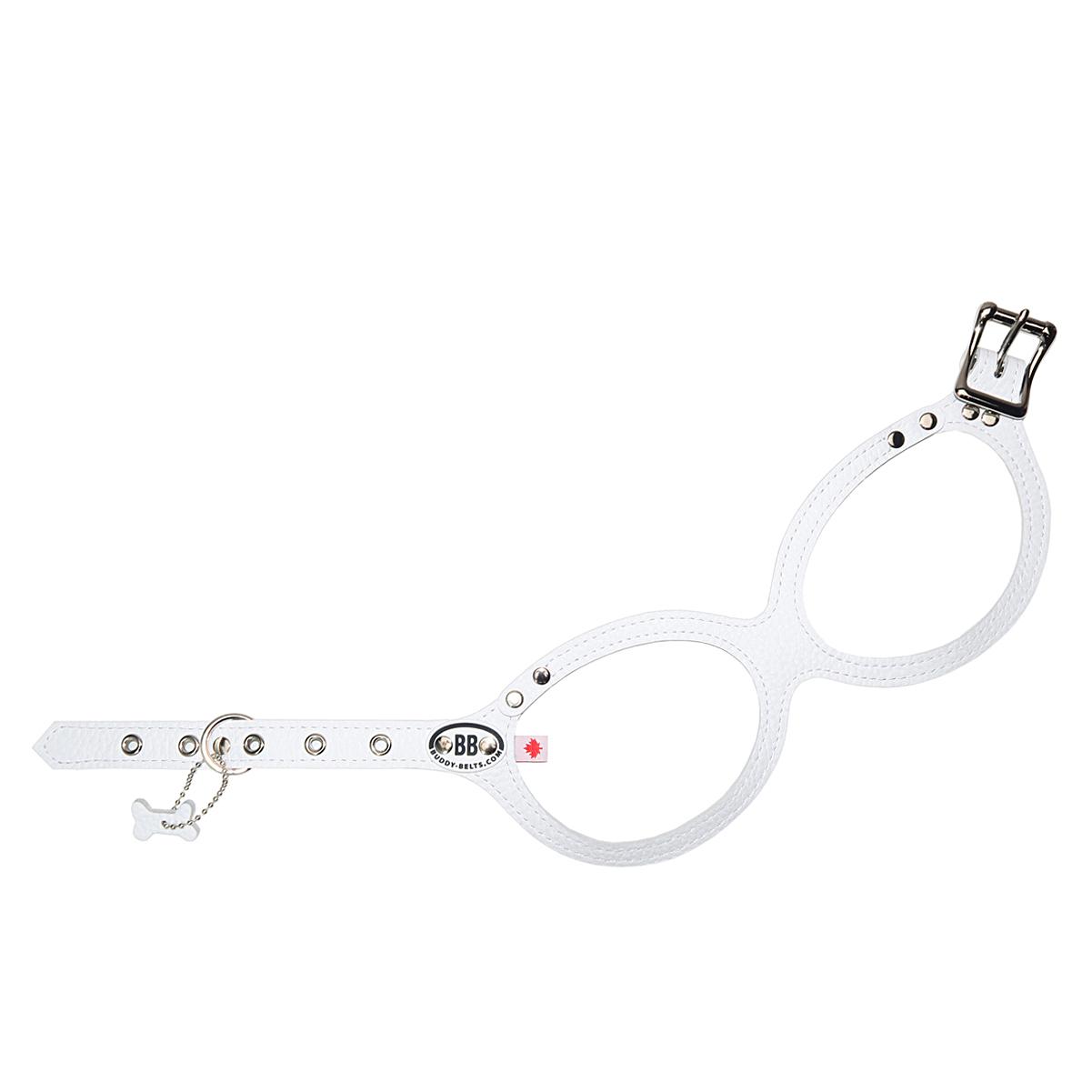 Buddy Belts Permanent Leather Harness for Dogs, Whitecap