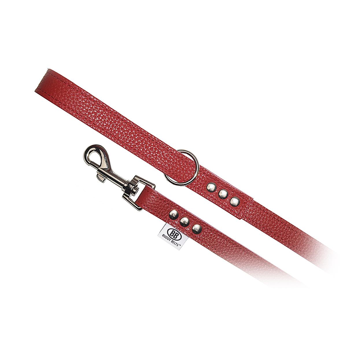 Buddy Belts Permanent Leather Leash for Dogs, Red, 3/4-in x 4-ft