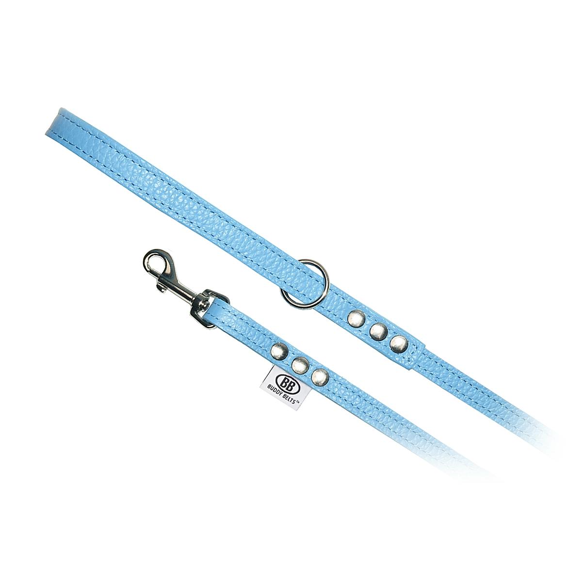 Buddy Belts Permanent Leather Leash for Dogs, Blue, 1/2-in x 4-ft