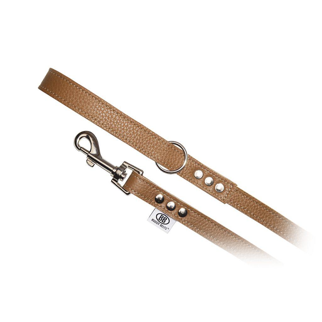 Buddy Belts Permanent Leather Leash for Dogs, Caramel, 3/4-in x 4-ft