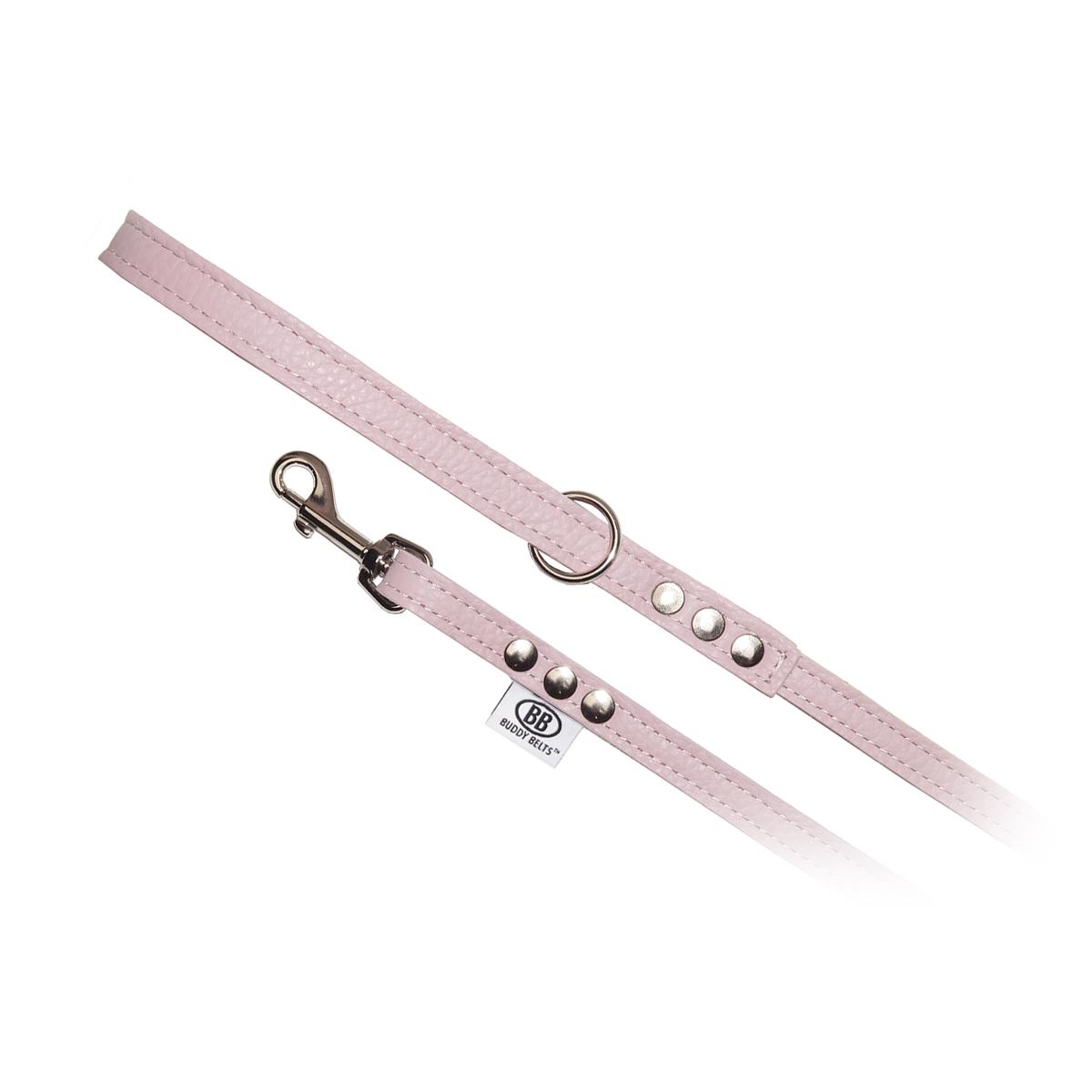 Buddy Belts Permanent Leather Leash for Dogs, Pink