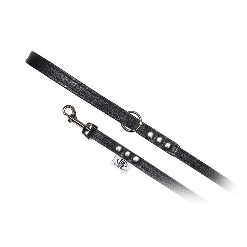 Buddy Belts Permanent Leather Leash for Dogs, Black, 3/4-in x 4-ft