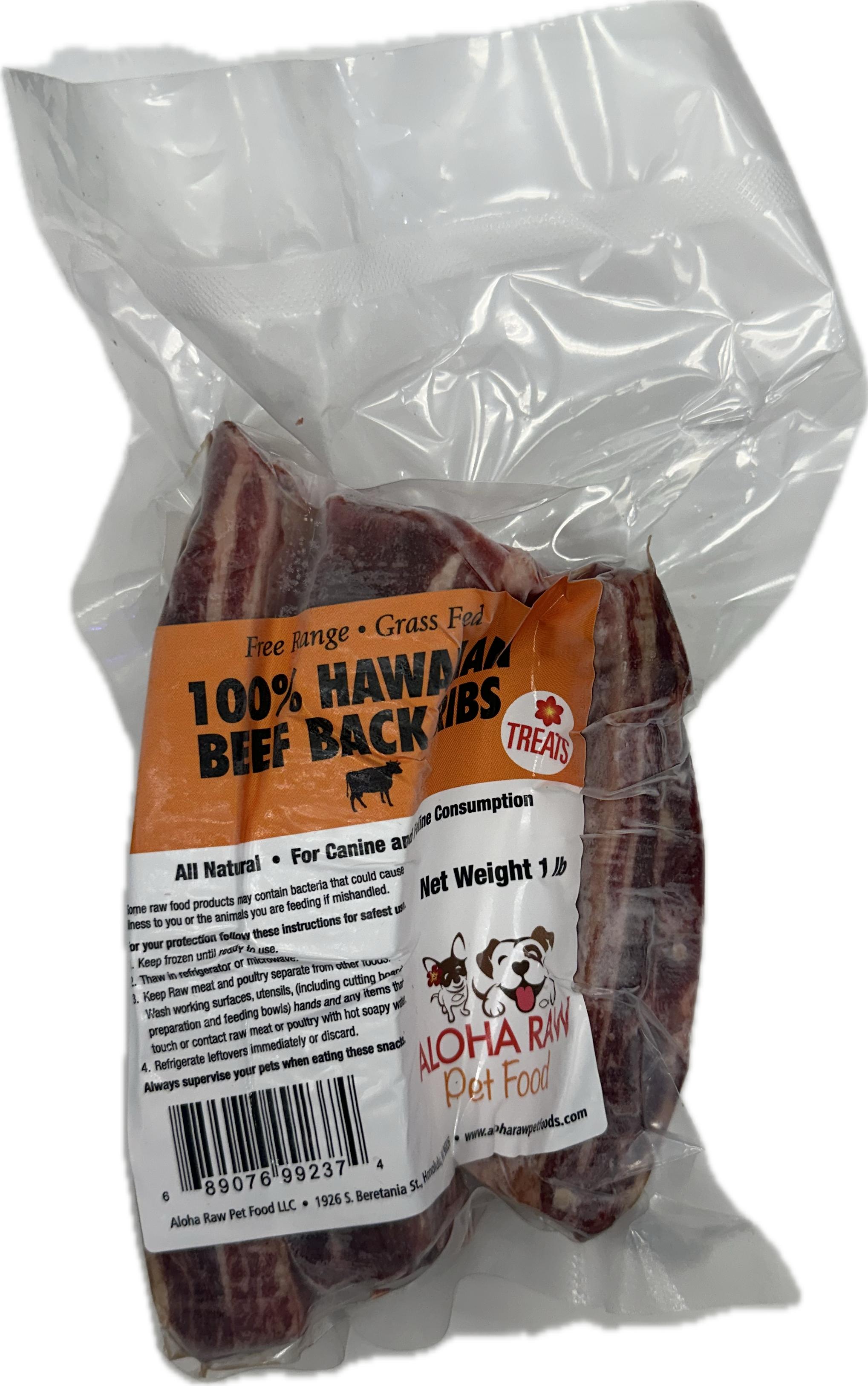 Aloha Raw Pet Food 100% Hawaiian Beef Back Ribs Frozen Dog Treats, 1-lb