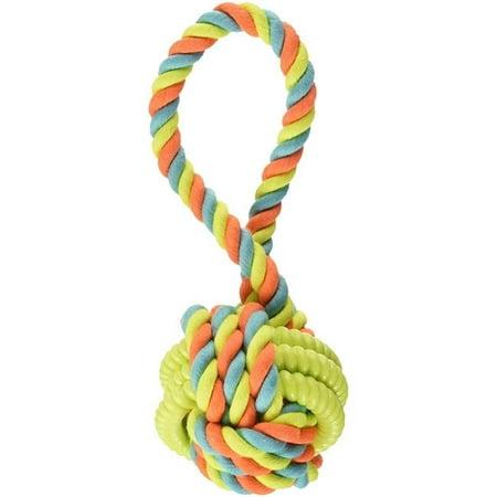 Chomper Rope Ball Tug with TPR Rings Dog Toy, Assorted Colors
