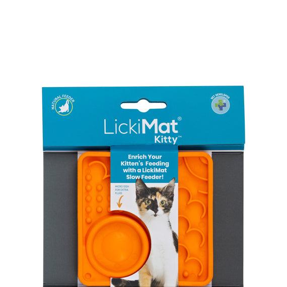 LickiMat Classic Kitty Cat Slow Feeder, Orange, 4-in
