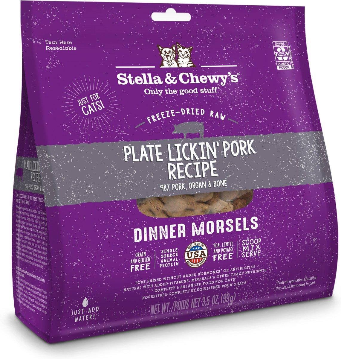 Stella & Chewy's Plate Lickin' Pork Dinner Morsels Freeze-Dried Raw Cat Food