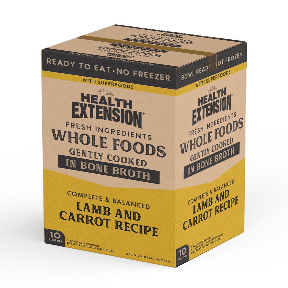 Health Extension Whole Foods Gently Cooked Lamb & Carrot Wet Dog Food Pouch, 9-oz, 10-pk (**)
