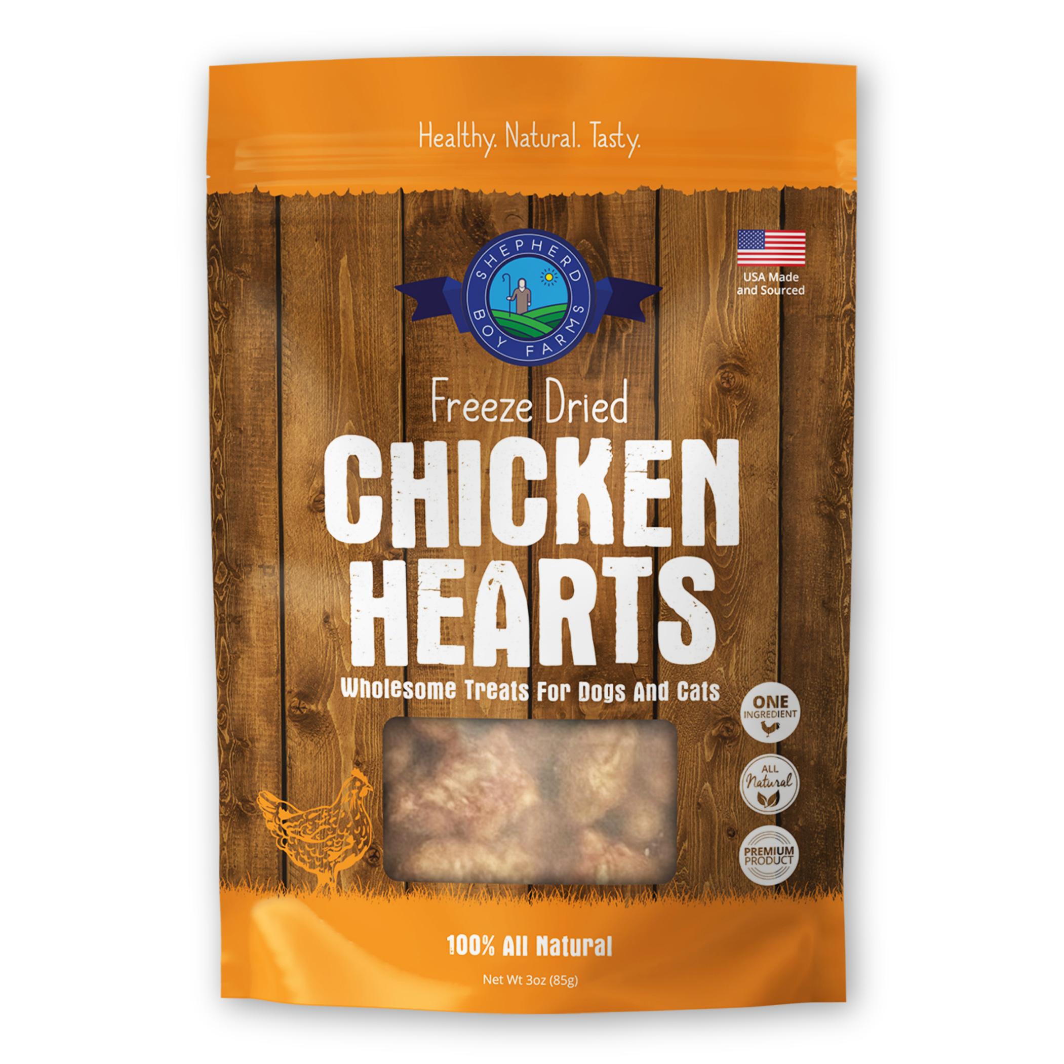 Shepherd Boy Farms Chicken Heart Freeze-Dried Dog & Cat Treats, 3-oz
