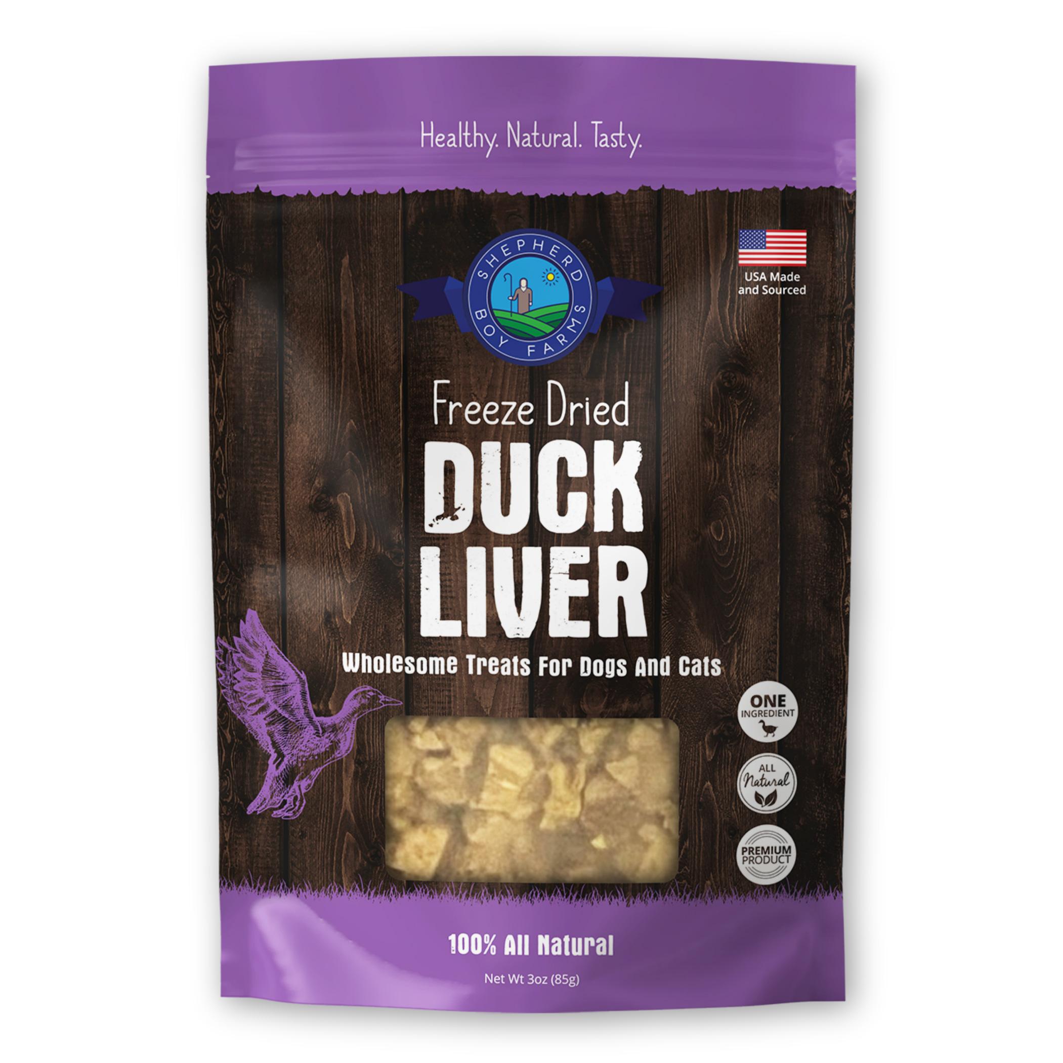 Shepherd Boy Farms Duck Liver Freeze-Dried Dog & Cat Treats, 3-oz