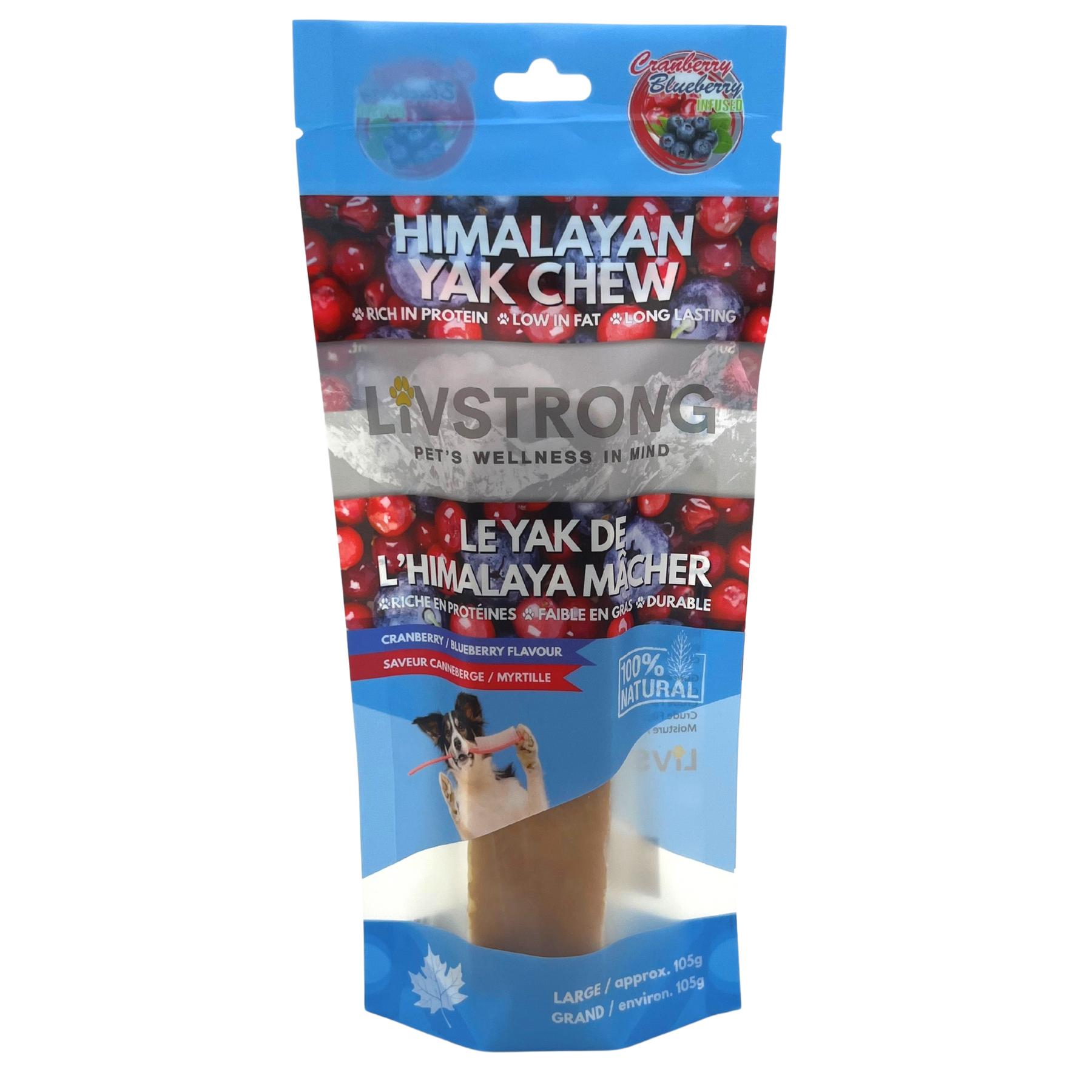 Livstrong Infused Himalayan Yak Cheese Cranberry & Blueberry Dog Treats, Large