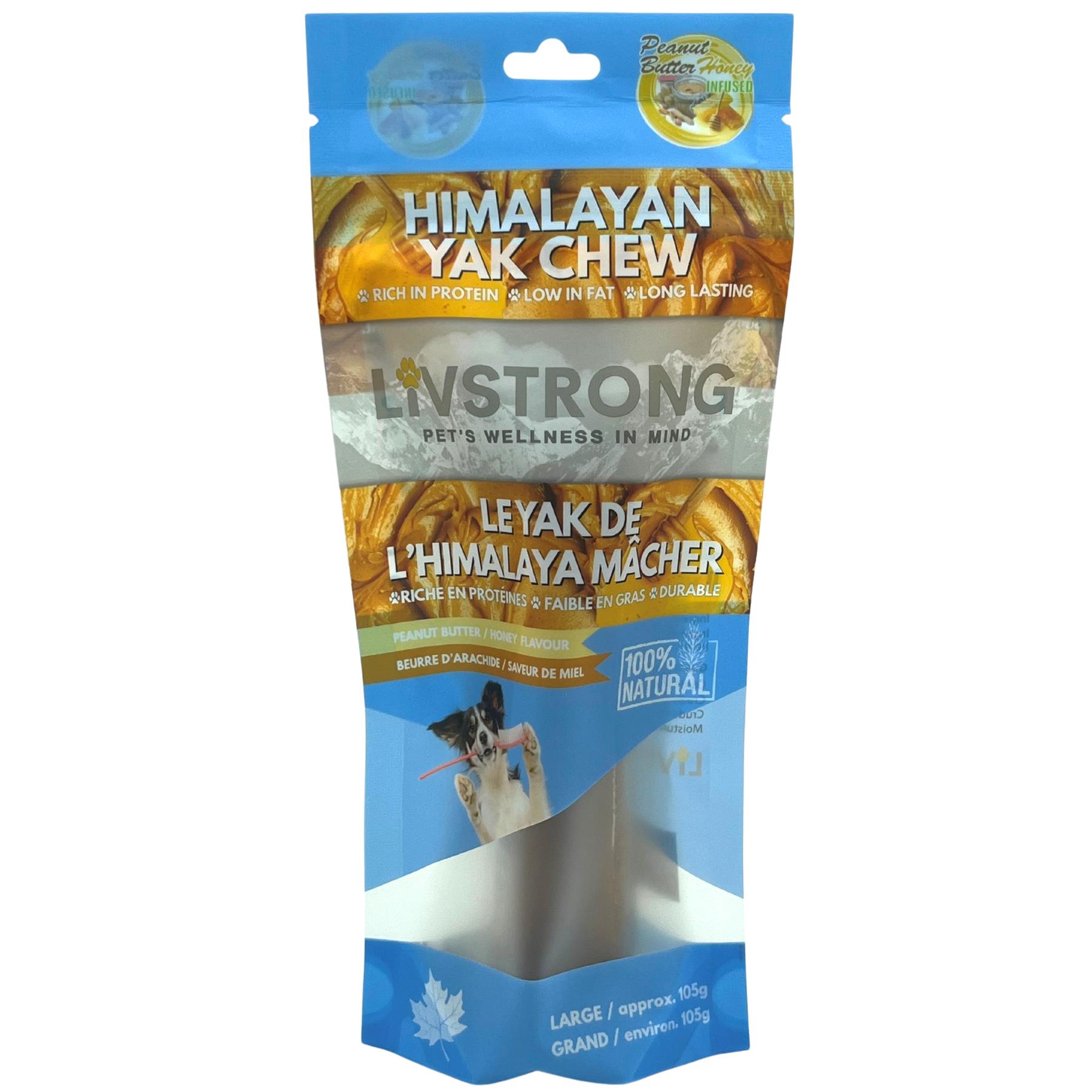 Livstrong Infused Himalayan Yak Cheese Peanut & Honey Dog Treats, Large