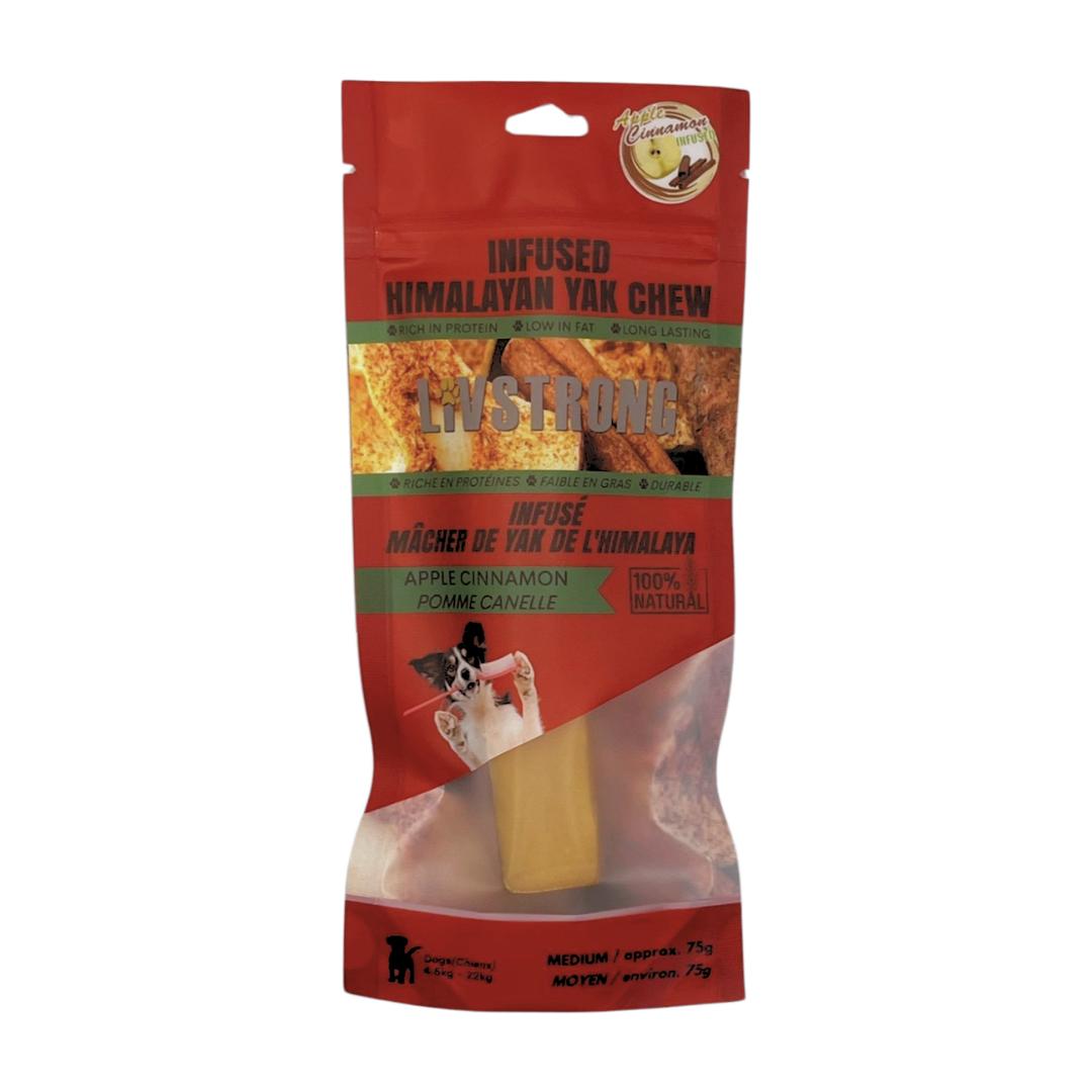 Livstrong Infused Himalayan Yak Cheese Apple & Cinn Dog Treats, Medium