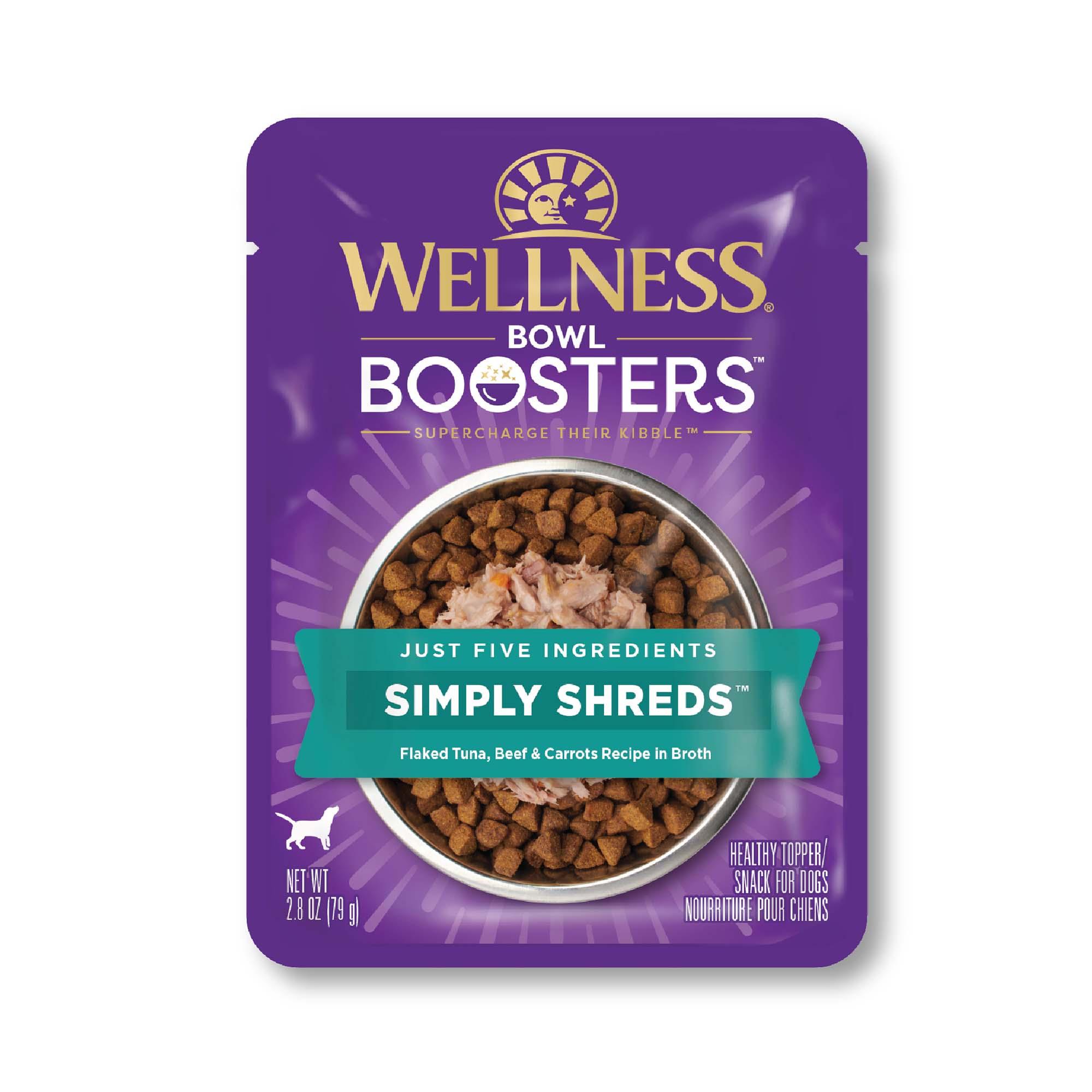 Wellness Bowl Boosters Simply Shreds Tuna, Beef & Carrots Grain-Free Wet Dog Food Topper, 2.8-oz (Size: 2.8-oz)
