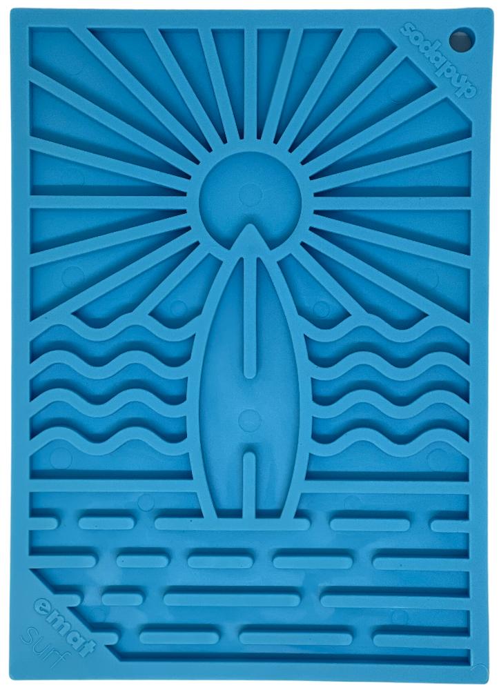 SodaPup eMat Surf's Up Design Enrichment Lick Mat Dog Slow Feeder, Blue
