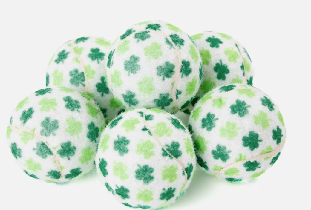 Midlee St. Patrick's Day Shamrock Tennis Balls Dog Toy
