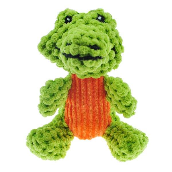 Chomper Mini Corduroy Safari Pals Corduroy Seated Gator Dog Toy, 6-in