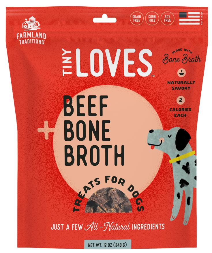 Farmland Traditions Tiny Loves Beef with Bone Broth Dog Treats, 12-oz