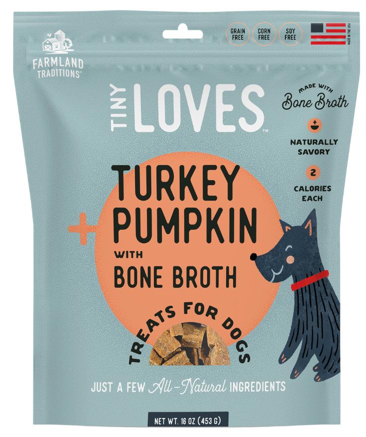 Farmland Traditions Tiny Loves Turkey & Pumpkin with Bone Broth Dog Treats, 16-oz
