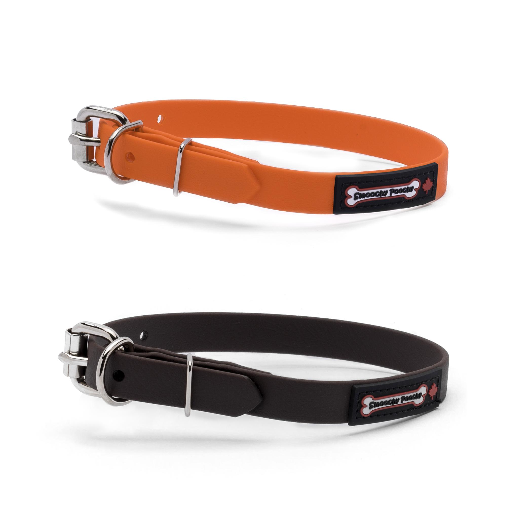 Smoochy Poochy Polyvinyl Buckle Style Dog Collar, Brown, 5/8-in x 12.75-15.25-in