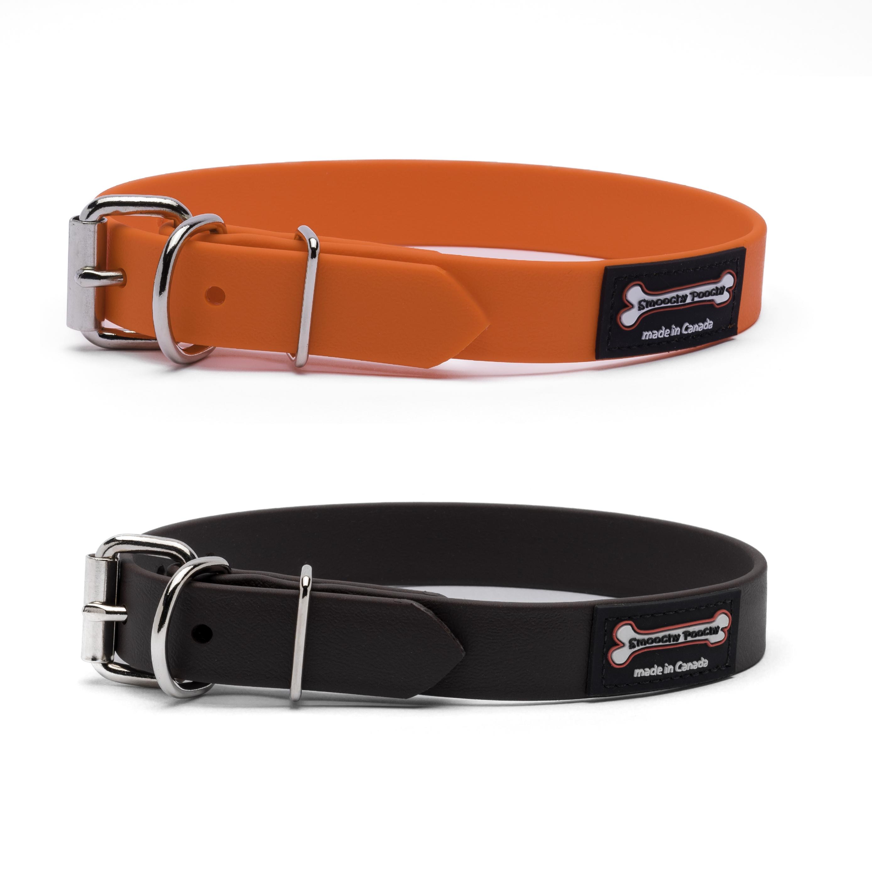 Smoochy Poochy Polyvinyl Buckle Style Dog Collar, Brown, 1-in x 20-24-in