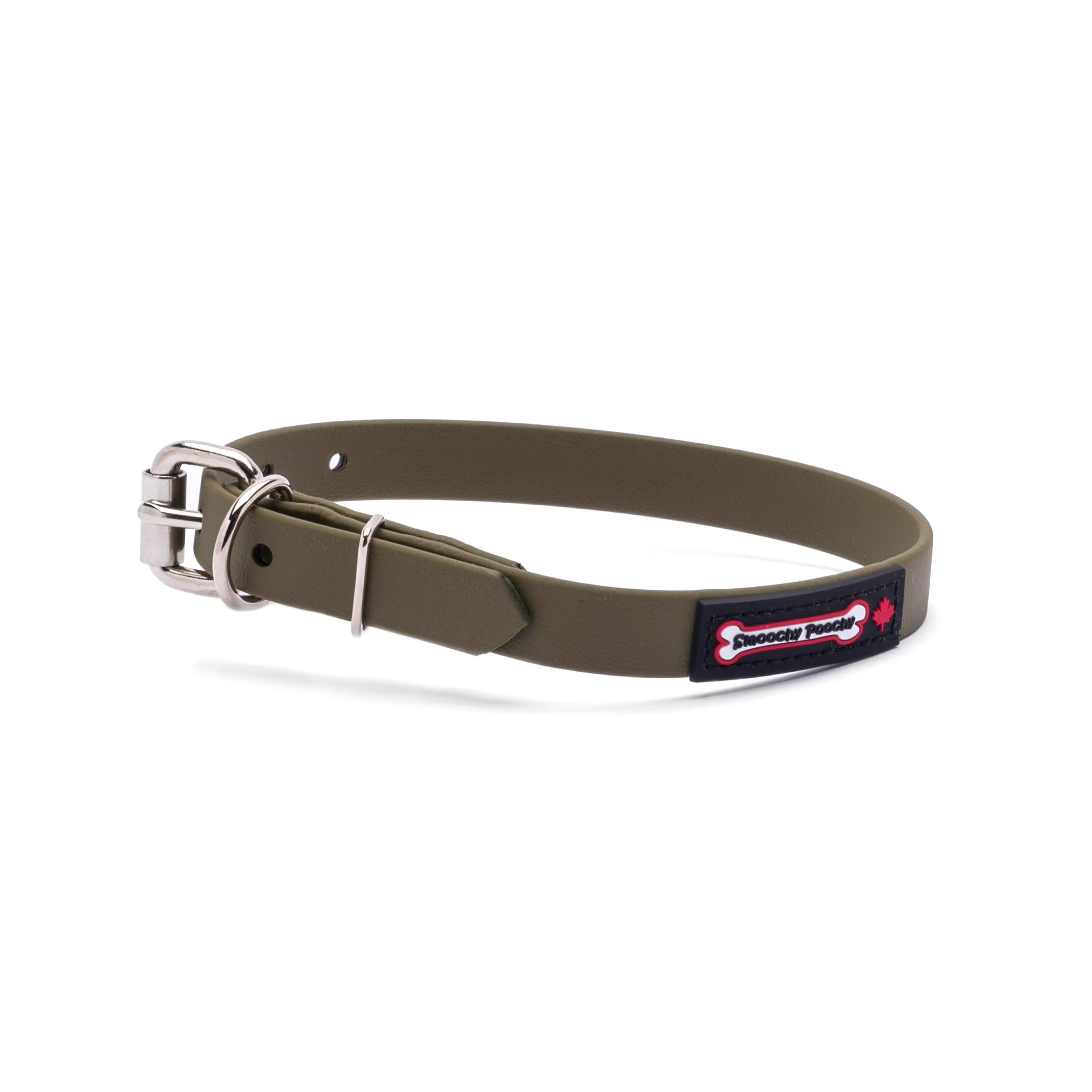 Smoochy Poochy Polyvinyl Buckle Style Dog Collar, Khaki, 5/8-in x 12.75-15.25-in